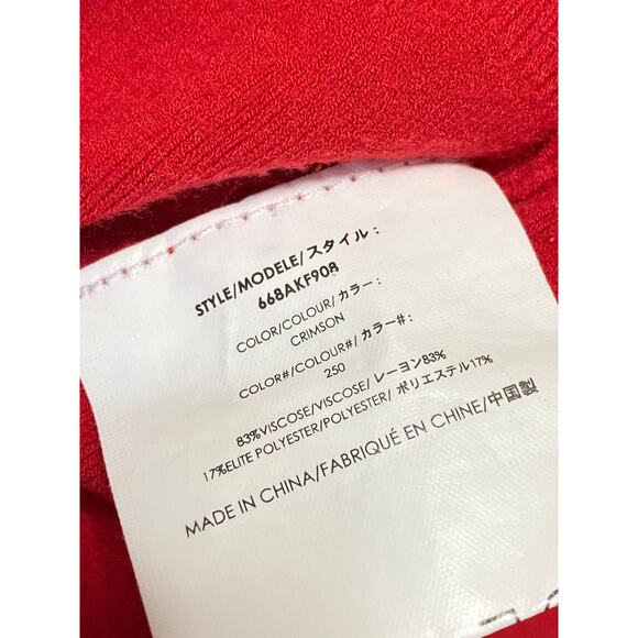 Michael Kors Women's Red Short Sleeve Round Neck Knit Crop Tee T-shirt Top Sz M - Picture 5 of 5